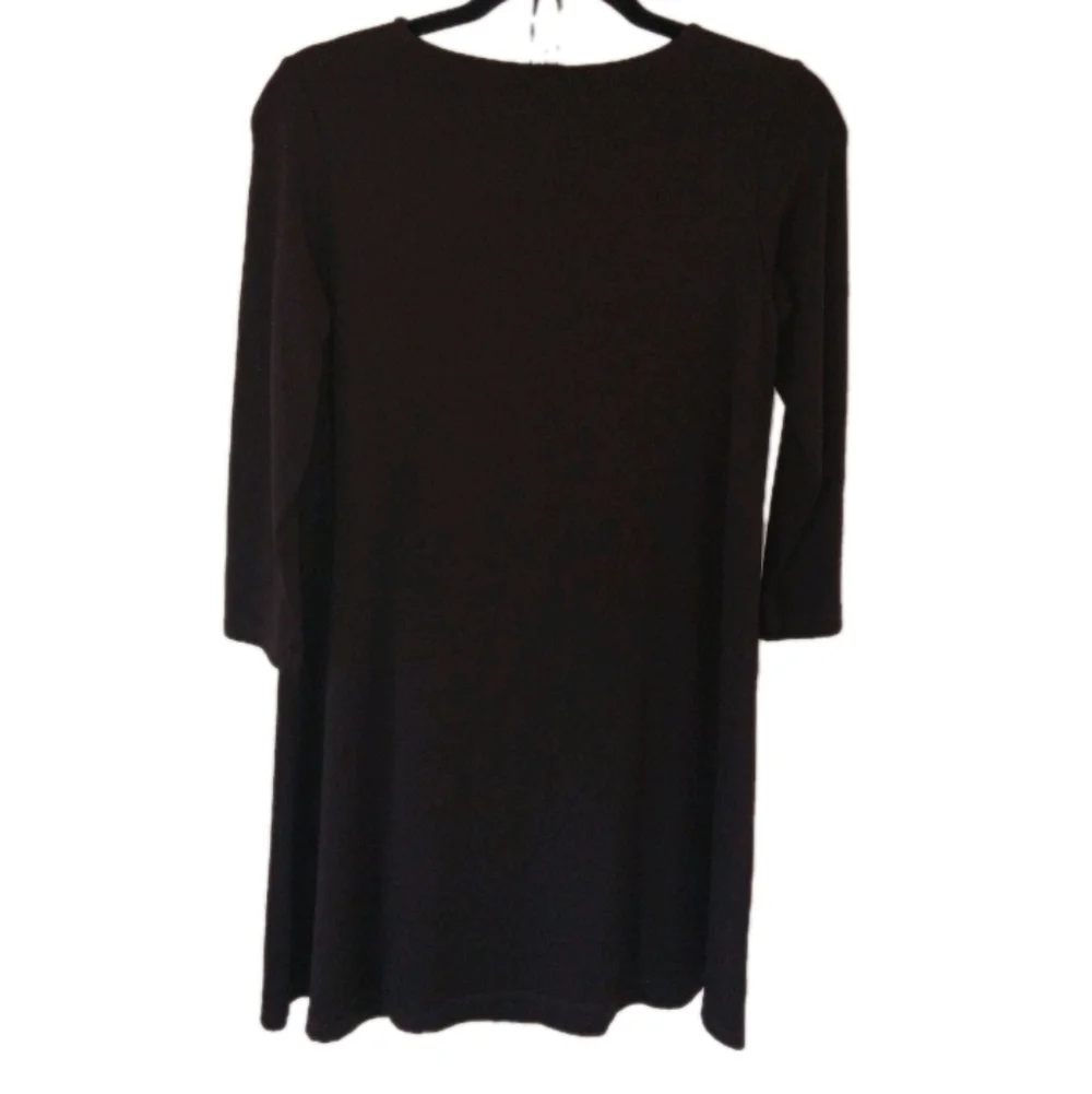 Susana Monaco Brown Stretch Knit 3/4 Sleeve Dress Small - Picture 2 of 5